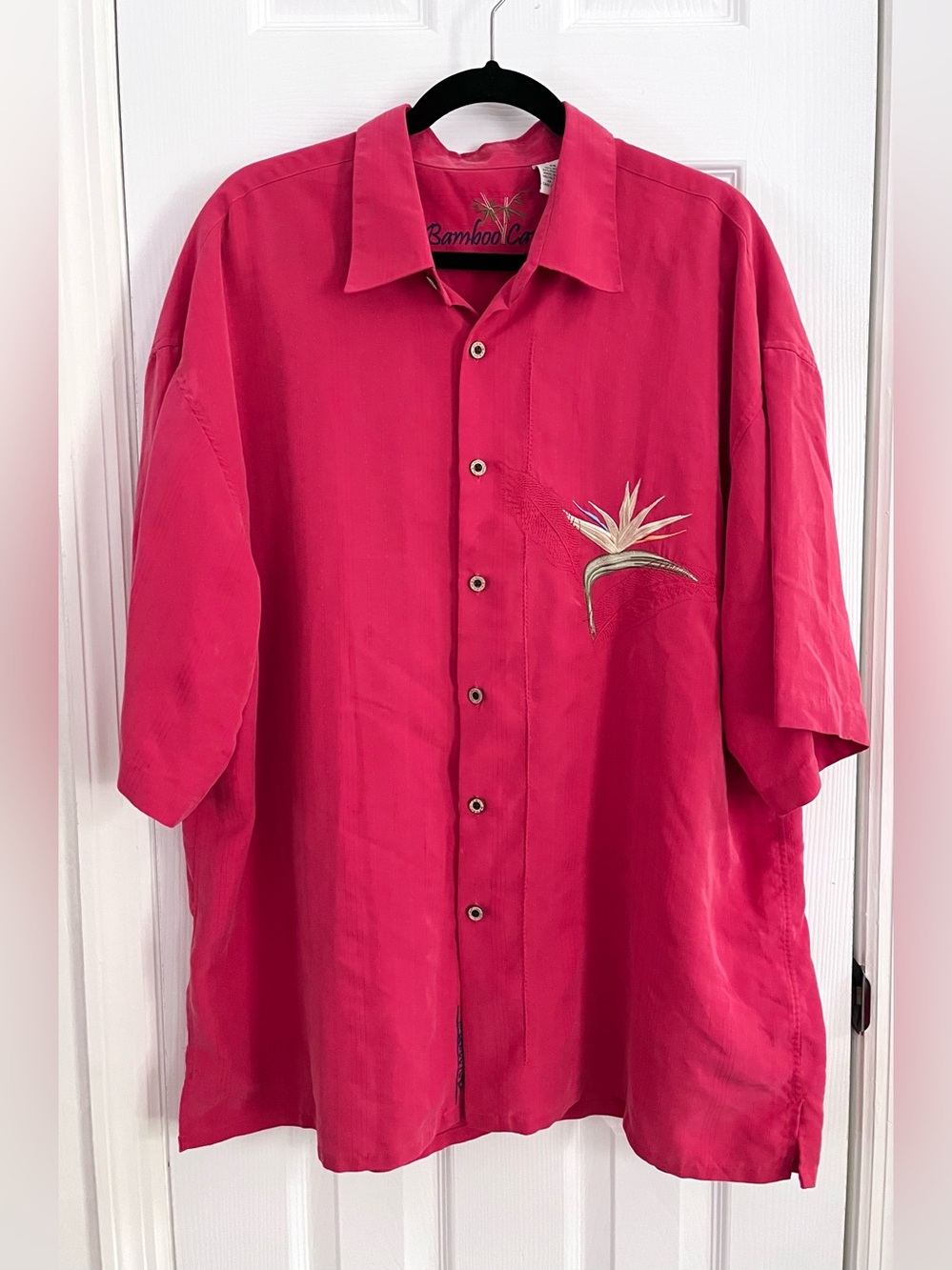 Bamboo Cay Red Bird of Paradise Modal Hawaiian Shirt Size 2X